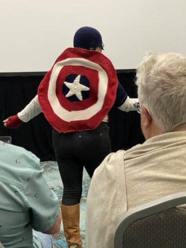 Crocheted Captian American Outfit 2023 Fashion Show